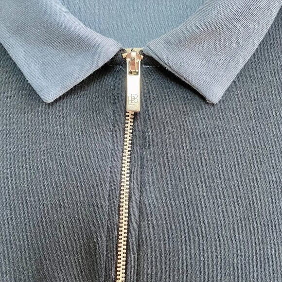 Burton London Blue Stripe Contrast Collar Zip Neck Polo Shirt Men's Size Large - Picture 5 of 10